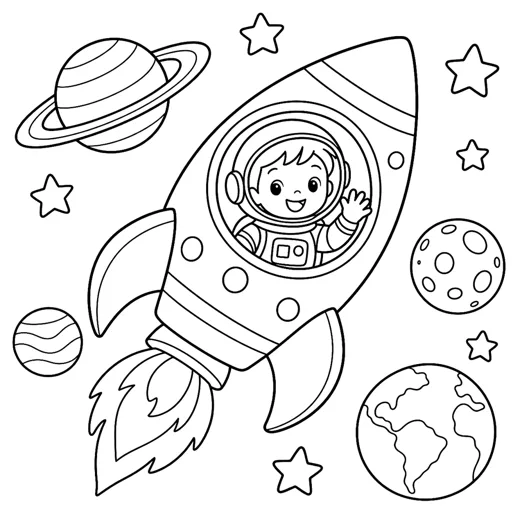 Coloring: the rocket of the planets